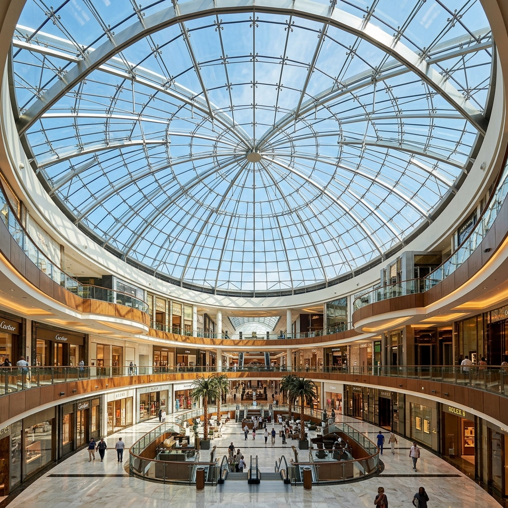 Dubai Hills Mall Structural Glass Skylight Dome installation