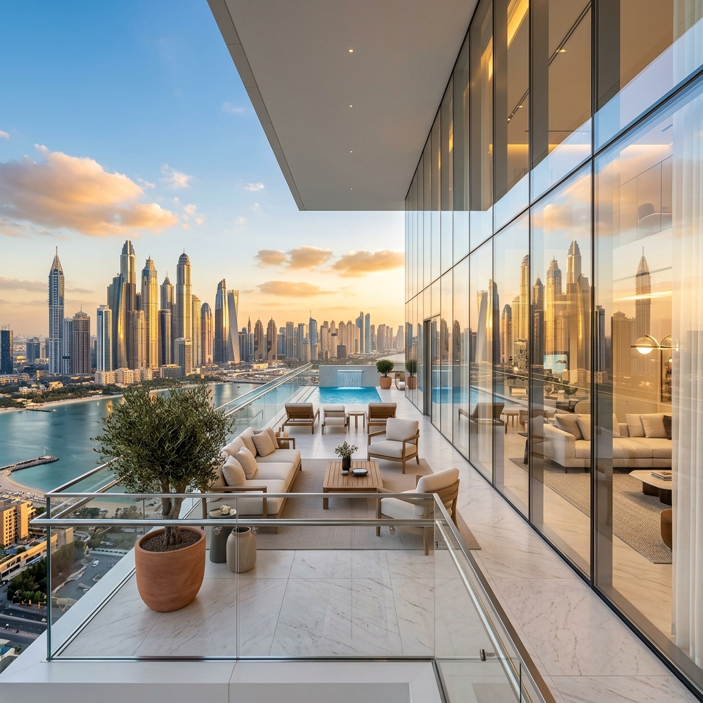 Downtown Dubai Luxury Penthouse Terrace Glazing curtain wall